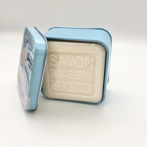 Sapone naturale ai fiori di cotone in scatola vintage