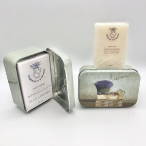 Sapone alla lavanda con scatola in latta